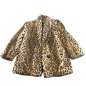 Style VI Ltd Jacket  Womens XLarge Cheetah Faux Fur Lined‎ VTG USA Party